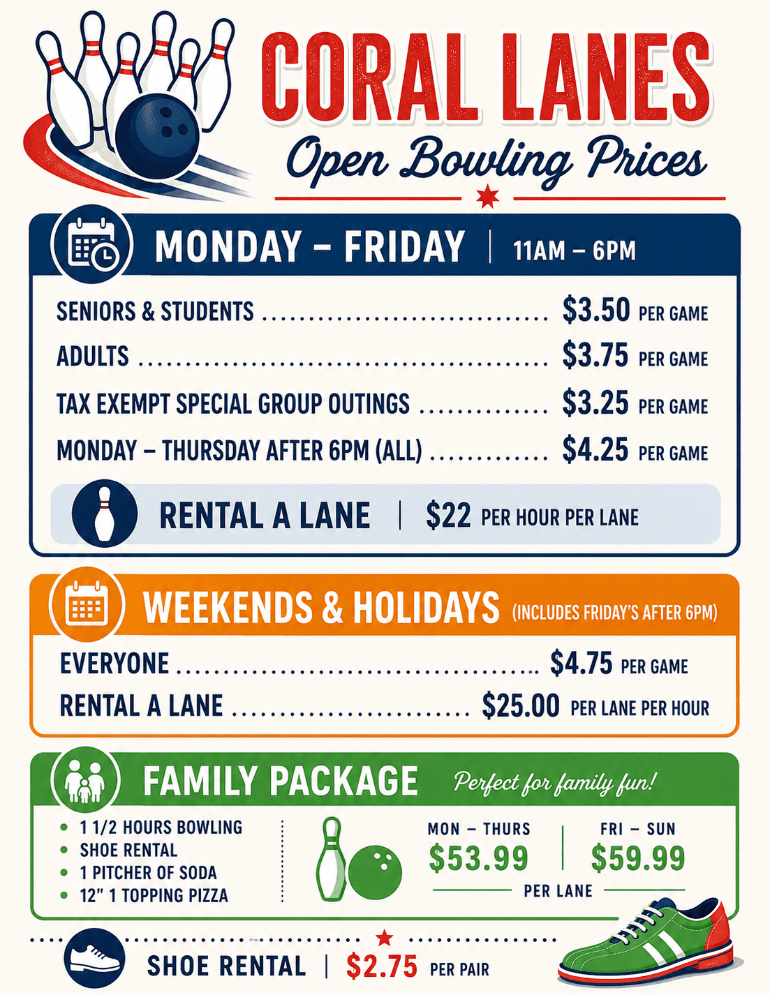 Open Bowling Rates